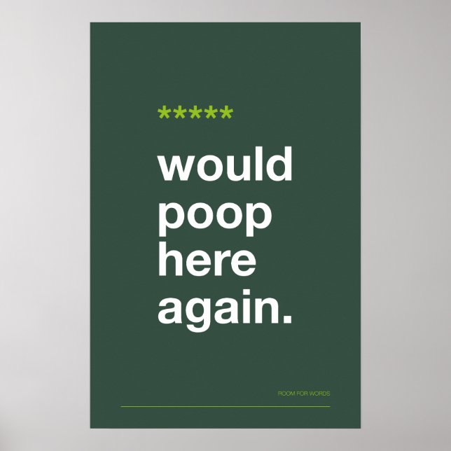 WOULD POOP HERE AGAIN – Funny Bathroom Poster (Front)