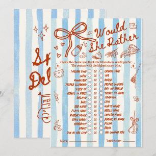 Would She Rather Baby Shower Game in Red Blue