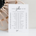Would She Rather Birthday Party game Card<br><div class="desc">Purchase this game and enjoy high quality Would She Rather Birthday Party card!  Who Knows Birthday Girl Best? Modern Black and White design.</div>