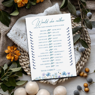 Would She Rather Bridal Shower Floral Game Card