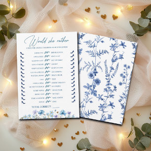 Would She Rather Bridal Shower Floral Game Card