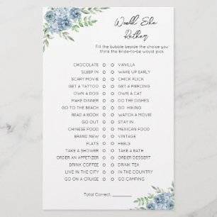 Would She Rather- Bridal Shower Game