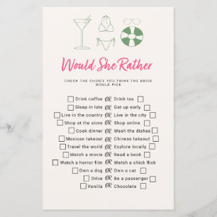 Would She Rather Bridal Shower Game Bikinis Pool