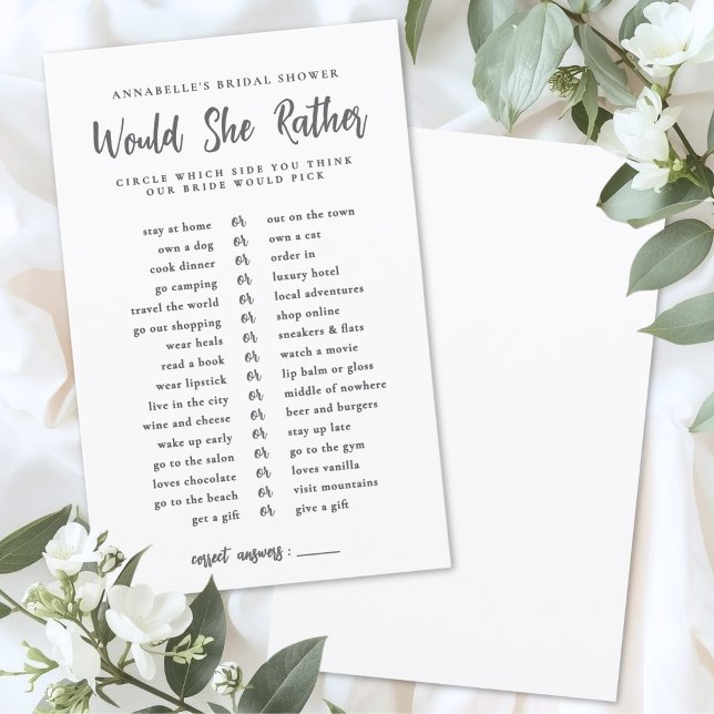 Would She Rather Bride Bridal Shower Game (Would She Rather Bride Bridal Shower Game)