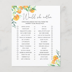Would She Rather - Citrus Baby Shower Game