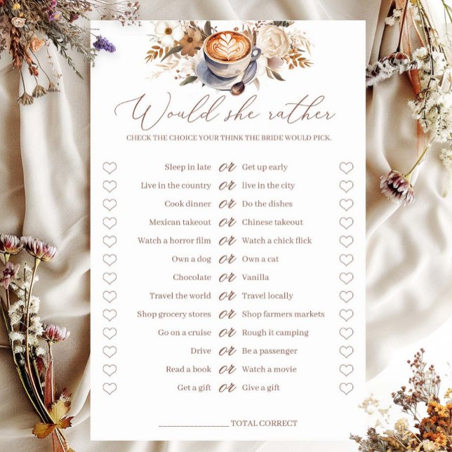 Would She Rather Coffee Bridal Shower Game (Creator Uploaded)