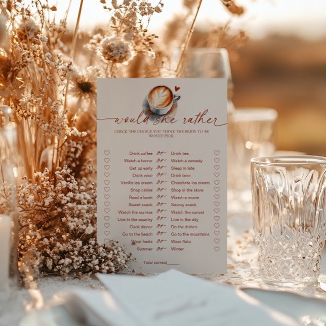 Would She Rather Coffee Bridal Shower Game  (Creator Uploaded)