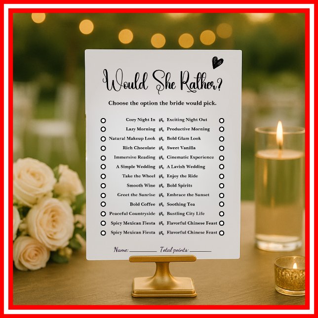 Would She Rather Game Bridal Shower Games Wedding (Creator Uploaded)