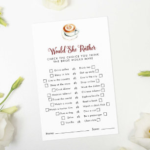 Would She Rather Game Bridal Shower Latte Love Fly Flyer