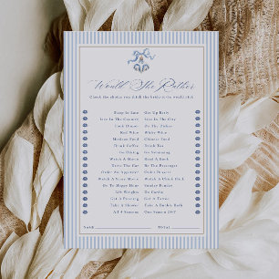 Would She Rather Game Christmas Bridal Shower Card