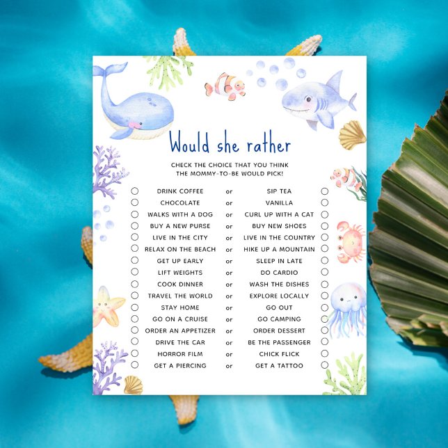 Would she rather game Ocean animal baby shower (Creator Uploaded)