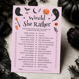 Would She Rather Halloween Baby Shower Game Card