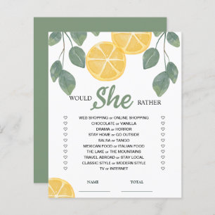 Would She Rather Lemon Bridal Shower Game