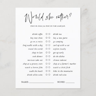 Would She Rather Minimal Bridal Shower Game