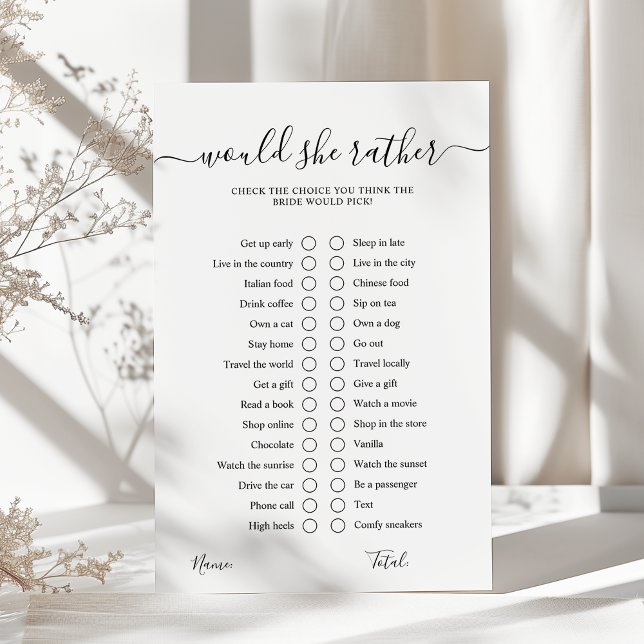 Would She Rather Minimalist Bridal Shower Game (Creator Uploaded)