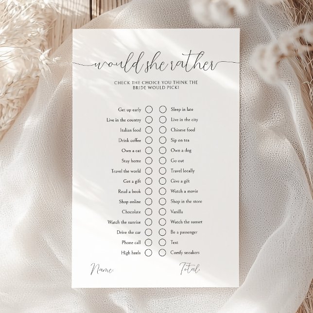 Would She Rather Modern Bridal Shower Game (Creator Uploaded)