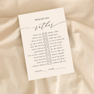 Would She Rather Party Game Enclosure Card