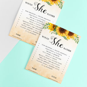 Would She Rather Sunflower Bridal Game Invitation