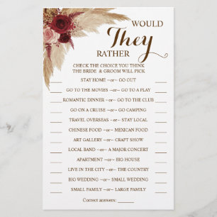 Would They Rather Pampas Grass Shower Game Card