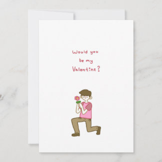 Would You Be My Valentine? A Boy With a Flower Holiday Card