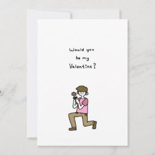 Would You Be My Valentine? A Boy With a Flower Holiday Card