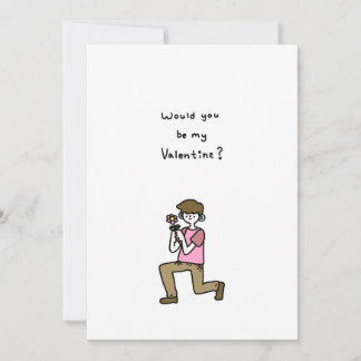 Would You Be My Valentine? A Boy With a Flower Holiday Card