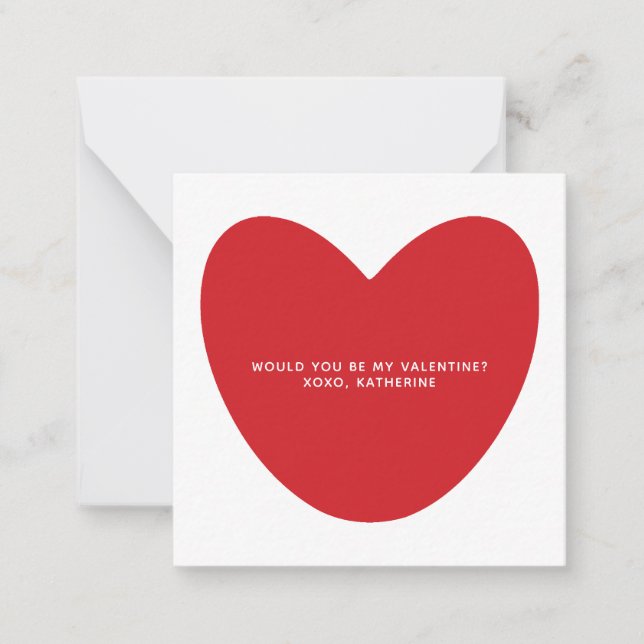 Would you be my Valentine? cute red heart custom Card (Front)