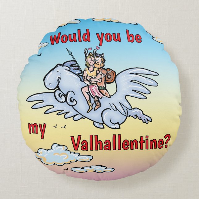 Would you be my Valhallentine Round Cushion (Front)