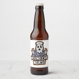 Wound Care Nurse Ghoul Ghost Nurse Halloween Gift Beer Bottle Label