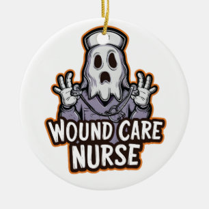 Wound Care Nurse Ghoul Ghost Nurse Halloween Gift Ceramic Ornament