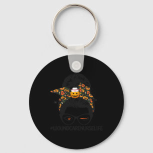 Wound Care Nurse Life Messy Bun Nurse Halloween Pu Key Ring