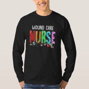 Wound Care Nurse Plaid Red Love Heart Stethoscope  T-Shirt