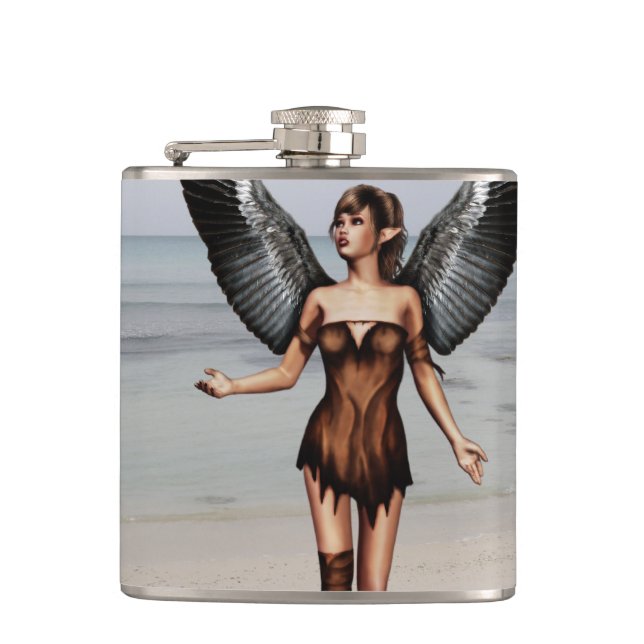 Wounded Angel Hip Flask (Front)