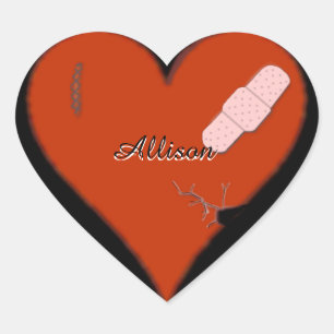 Wounded Tattered Worn Out Heart Design Sticker