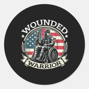 Wounded Warrior American Hero Veteran Military Sup Classic Round Sticker