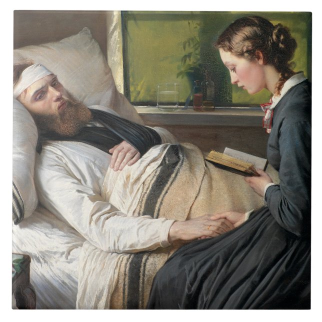 Wounded Warrior (by Elisabeth Jerichau-Baumann) Ceramic Tile (Front)