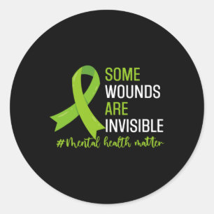Wounds Are Invisible Mental Health Awareness Month Classic Round Sticker