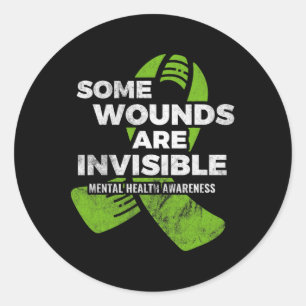 Wounds Invisible Mental Health Awareness Psycholog Classic Round Sticker