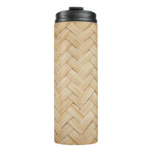 Woven Bamboo Abstract Texture Background. Thermal Tumbler