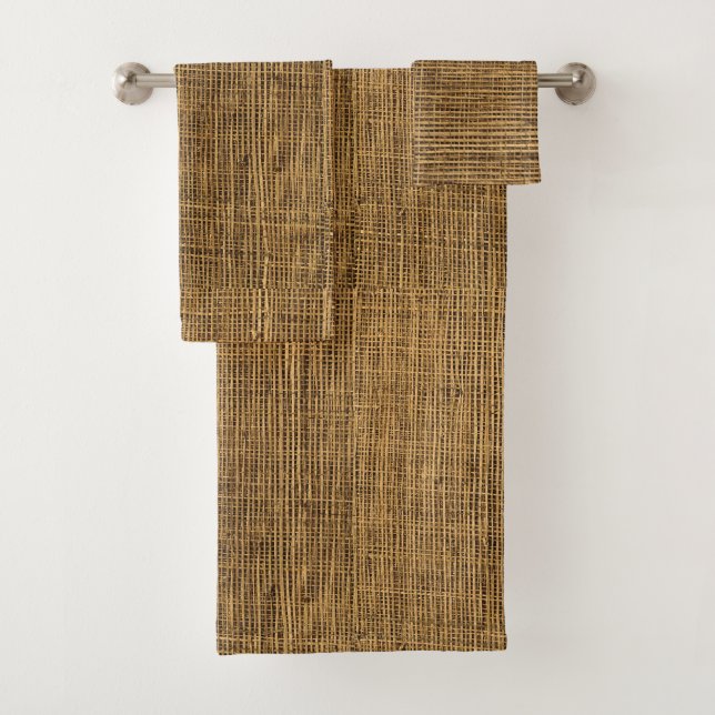 Woven Bamboo Pattern Bath Towel Set (Insitu)