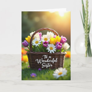 Woven Basket Floral Card
