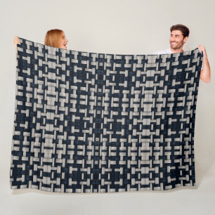 Woven Basketry Blue and Grey Blanket
