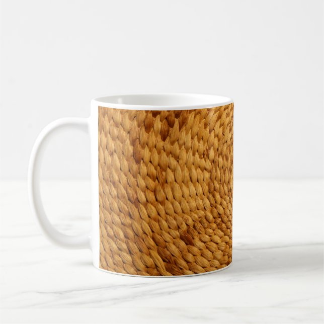 woven bast background texture brown coffee mug (Left)