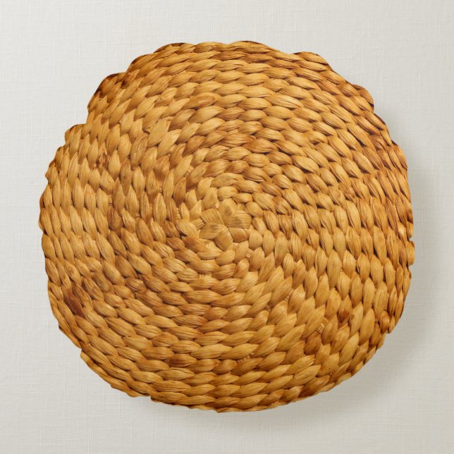 woven bast background texture brown round cushion (Front)