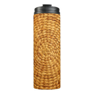 woven bast background texture brown thermal tumbler