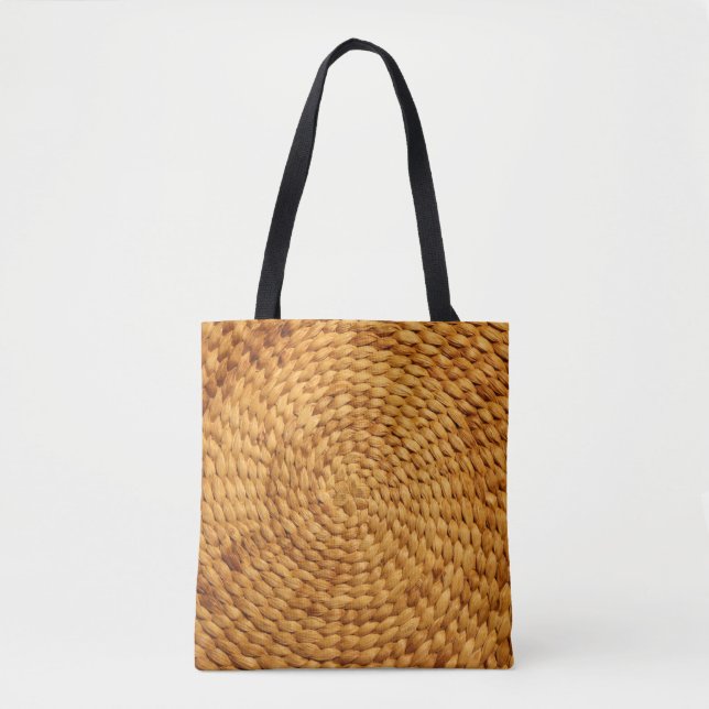 woven bast background texture brown tote bag (Front)