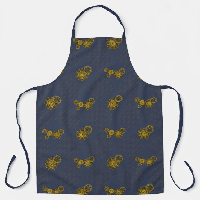 Woven Clockwork All-Over Print Apron (Front)