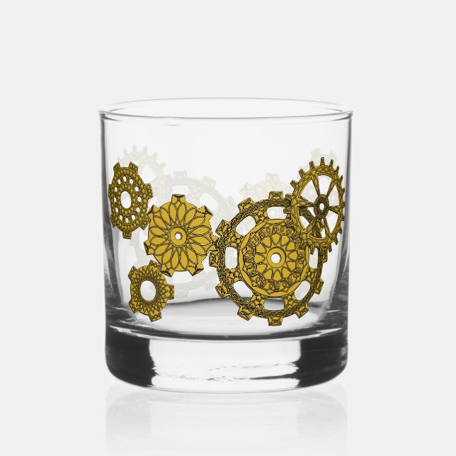 Woven Clockwork Whiskey Glass (Front)