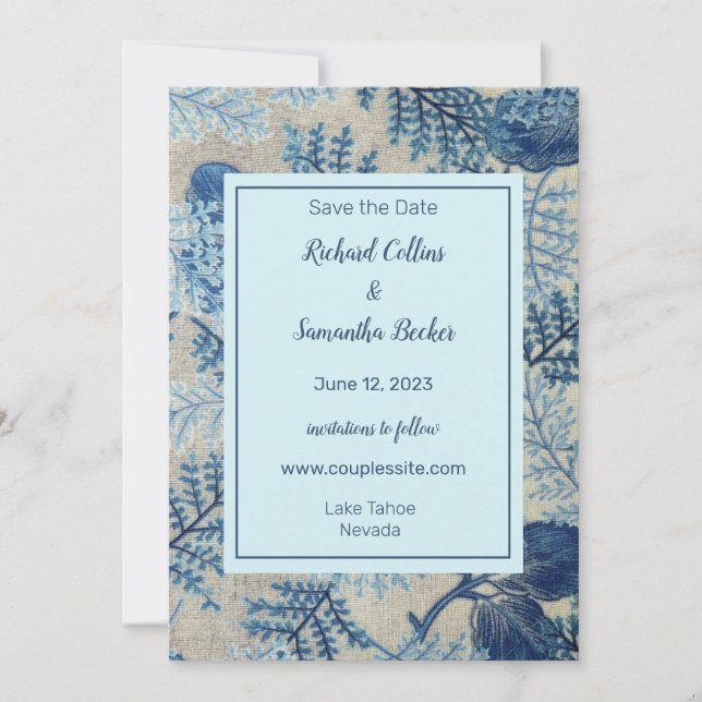Woven Floral Wedding Save The Date (Front)