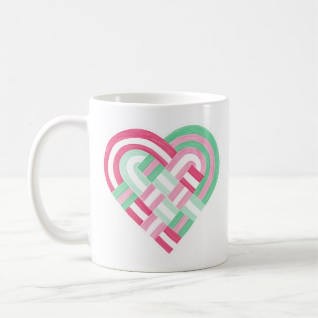 Woven Heart Abrosexual Pride Flag Pink Green Coffee Mug (Left)
